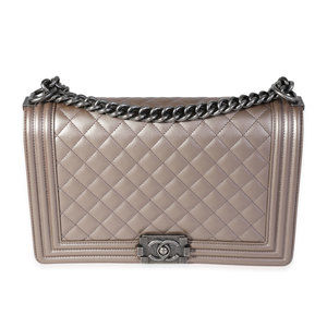 Chanel Pewter Quilted Caviar Medium Boy Bag